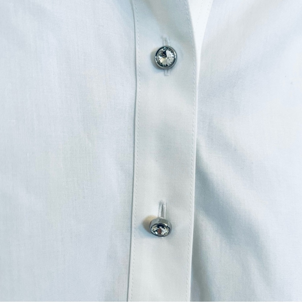 Talbots No Iron White Sparkle Button Popover Tunic, 12 - Picture 4 of 8